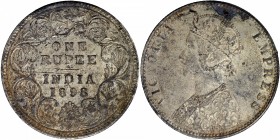 British India
Rupee 1
Rupee 01
Silver One Rupee Coin of Victoria Empress of Bombay Mint of 1898.
1898 (8 over 7), Victoria Empress, Silver Rupee, ...