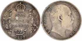 British India
Rupee 1
Rupee 01
Silver One Rupee Coin of King Edward VII of Bombay Mint of 1907.
1907, King Edward VII, Silver Rupee, Bombay Mint, ...