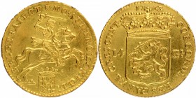 Netherlands
Gold Fourteen Gulden Coin of Netherlands.
Netherlands, Utrecht, Gold 14 Gulden, 1763, Obv: armored knight on Horse above crowned Utrecht...