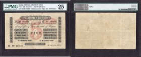 British INDIA Notes
Uniface
Rupees 05 
Uniface Five Rupees Bank Note of King George V Signed by A. C. McWatters of 1922.
British India, King Georg...