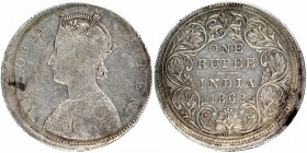 Coins
British India
Rupee 01
Error Silver One Rupee Coin of Victoria Queen of Bombay Mint of 1862.
1862, Victoria Queen, Silver Rupee, Bombay Mint...