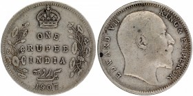 Coins
British India
Rupee 01
Error Silver One Rupee Coin of King Edward VII of Bombay Mint of 1907.
1907, King Edward VII, Silver Rupee, Bombay Mi...