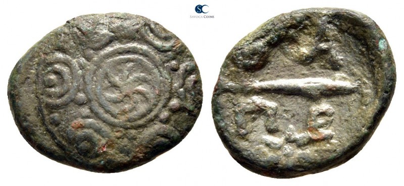 Kings of Macedon. Pella or Amphipolis. Perseus 179-168 BC. 
Bronze Æ

17 mm.,...
