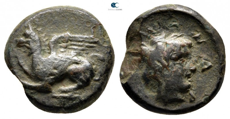 Thrace. Abdera 410-385 BC. 
Bronze Æ

16 mm., 2,86 g.



very fine