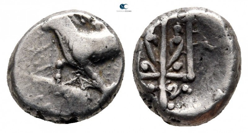 Thrace. Byzantion circa 416-357 BC. 
Hemidrachm AR

11 mm., 2,06 g.



ve...