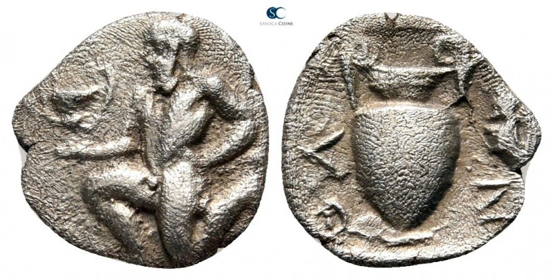 Islands off Thrace. Thasos 412-404 BC. 
Trihemiobol AR

12 mm., 0,84 g.


...