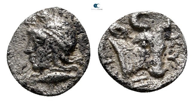 Mysia. Kyzikos 410-400 BC. 
Hemiobol AR

8 mm., 0,32 g.



very fine