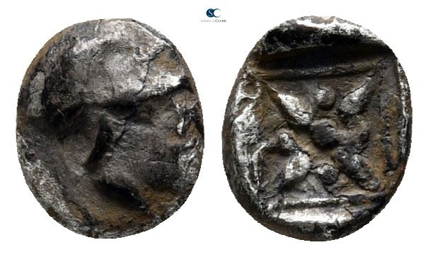 Troas. Possibly Kolone circa 500-400 BC. 
Hemiobol AR

7 mm., 0,4 g.



n...