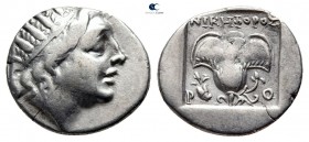 Islands off Caria. Rhodos. ΝΙΚΗΦΟΡΟΣ (Nikephoros), magistrate circa 88-84 BC. Plinthophoric Drachm AR