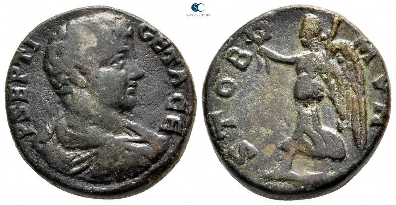 Macedon. Stobi. Geta as Caesar AD 197-209. 
Bronze Æ

25 mm., 1,35 g.



...