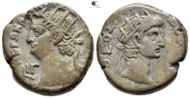 Egypt. Alexandria. Nero, with Divus Augustus AD 54-68. Dated RY 13=AD 66/67. Billon-Tetradrachm