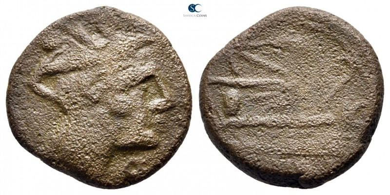 Anonymous 169-158 BC. Rome
Sextans Æ

20 mm., 5,97 g.



nearly very fine...