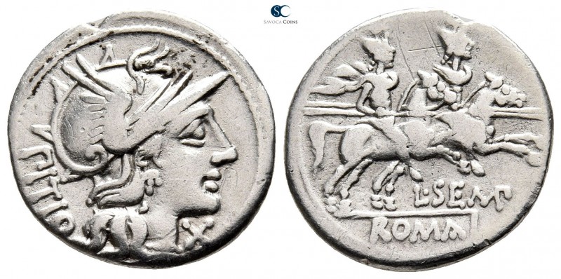 L. Sempronius Pitio 148 BC. Rome
Denarius AR

20 mm., 3,62 g.



very fin...