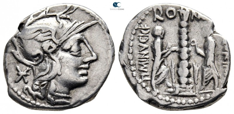 Ti. Minucius C.f. Augurinus 134 BC. Rome
Denarius AR

20 mm., 3,87 g.



...