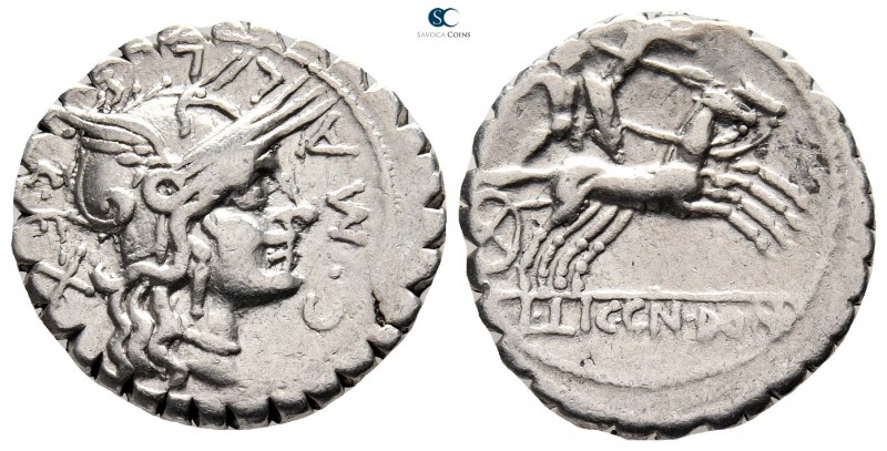 L. Porcius Licinius 118 BC. Rome
Denarius AR

21 mm., 3,91 g.



very fin...