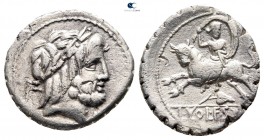 L. Volteius L.f Strabo 81 BC. Rome. Serrate Denarius AR