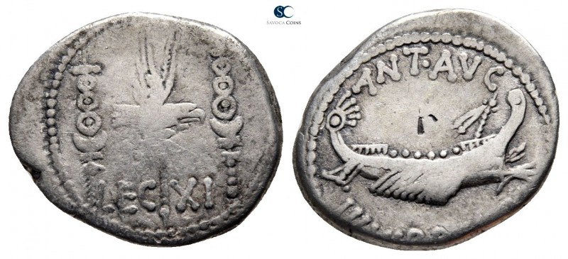 Mark Antony 32-31 BC. Military mint moving with M.Antony
Denarius AR

20 mm.,...