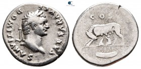Domitian as Caesar AD 69-81. Rome. Denarius AR