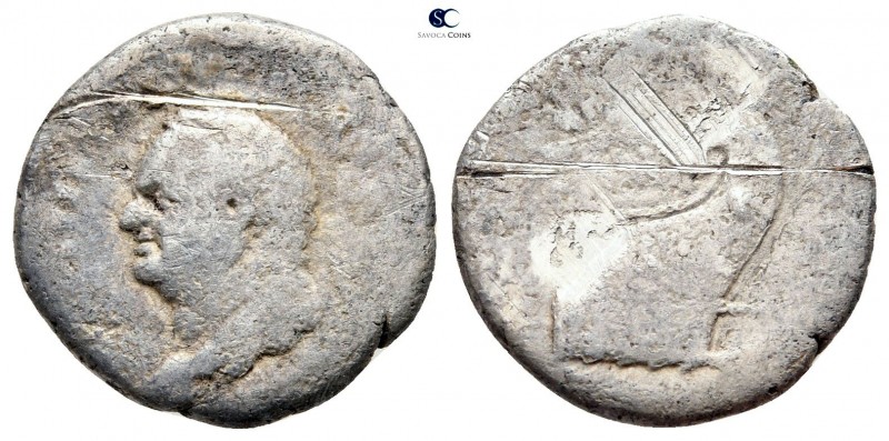 Vespasian AD 69-79. Rome
Denarius AR

17 mm., 2,66 g.



fine