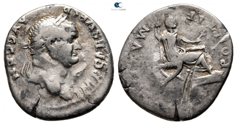 Vespasian AD 69-79. Rome
Denarius AR

20 mm., 3,01 g.



very fine