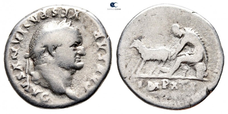 Vespasian AD 69-79. Rome
Denarius AR

19 mm., 3,17 g.



very fine