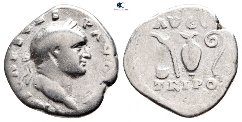 Vespasian AD 69-79. Rome
Denarius AR

19 mm., 2,91 g.



fine