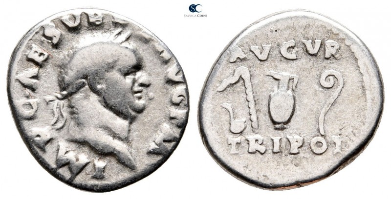 Vespasian AD 69-79. Rome
Denarius AR

18 mm., 3,21 g.



very fine