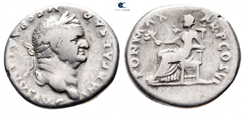 Vespasian AD 69-79. Rome
Denarius AR

19 mm., 3,22 g.



very fine