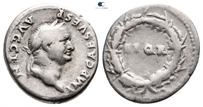 Vespasian AD 69-79. Rome
Denarius AR

20 mm., 3,25 g.



very fine