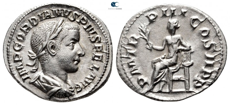 Gordian III AD 238-244. Rome
Denarius AR

20 mm., 2,49 g.



good very fi...