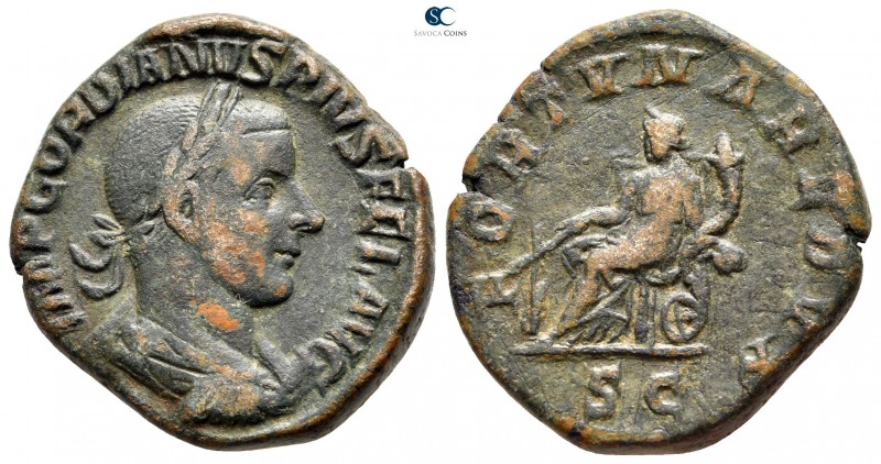 Gordian III AD 238-244. Rome
Sestertius Æ

30 mm., 19,31 g.



very fine