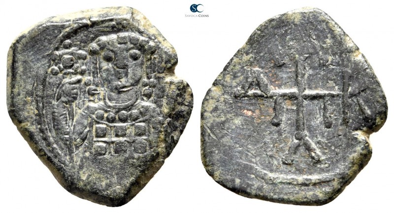 Manuel I Comnenus AD 1143-1180. Uncertain Greek mint
Half Tetarteron Æ

18 mm...