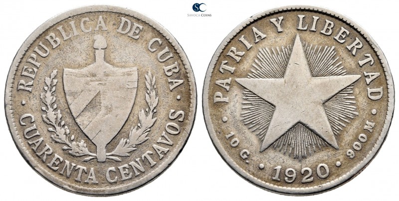 Cuba. AD 1920.
40 Centavos

29 mm., 9,59 g.



very fine