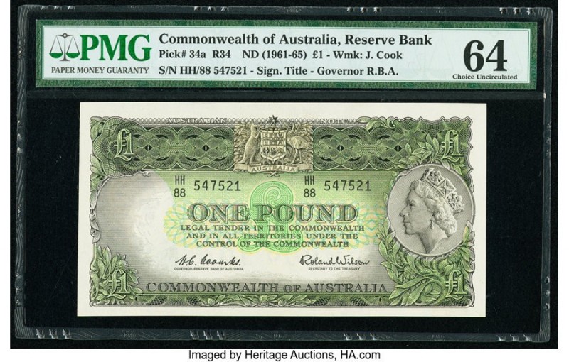 Australia Commonwealth of Australia 1 Pound ND (1961-65) Pick 34a PMG Choice Unc...