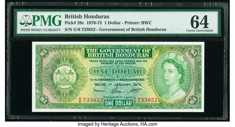 British Honduras Government of British Honduras 1 Dollar 1.1.1973 Pick 28c PMG C...