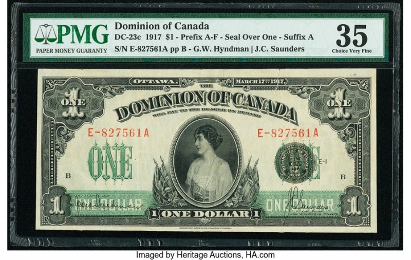 Canada Dominion of Canada $1 17.3.1917 DC-23c PMG Choice Very Fine 35. Tear.

HI...