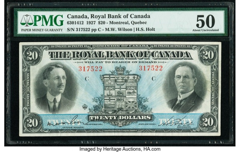 Canada, Montreal PQ- Royal Bank of Canada $20 3.1.1927 Ch. # 630-14-12 PMG About...
