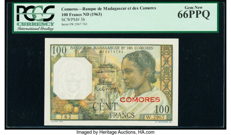 Comoros Banque de Madagascar et des Comores 100 Francs ND (1963) Pick 3b PCGS Ge...