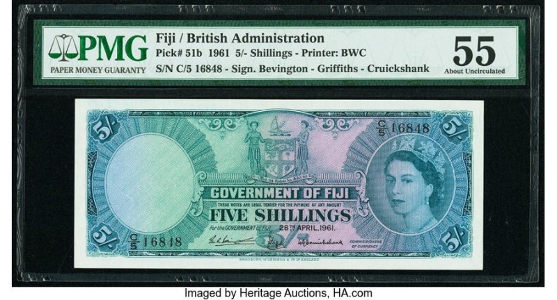 Fiji Government of Fiji 5 Shillings 28.4.1961 Pick 51b PMG About Uncirculated 55...