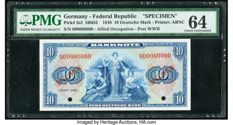 Germany Federal Republic Federal Republic 10 Deutsche Mark 1948 Pick 5s2 Specime...
