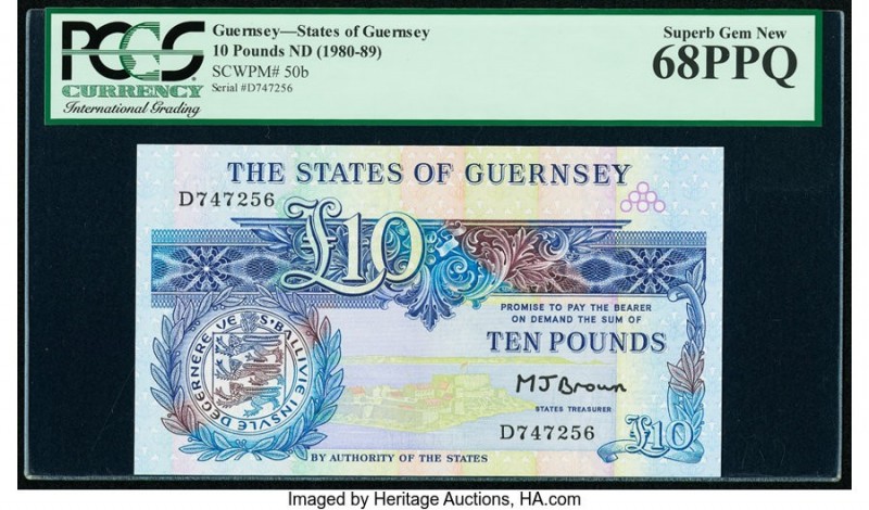 Guernsey States of Guernsey 10 Pounds ND (1980-89) Pick 50b PCGS Superb Gem New ...