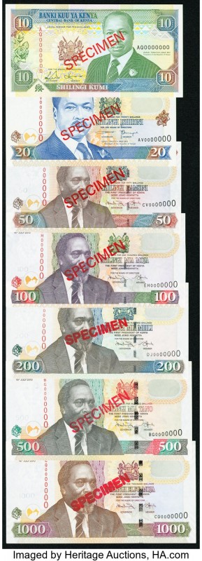 Kenya Central Bank of Kenya 10 Shillings 1992 Pick 24s; 20 Shillings 1998 Pick 3...