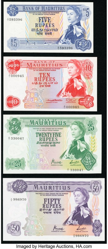 Mauritius Bank of Mauritius 5; 10; 25; 50 Rupees ND (1967) Pick 30c*; 31a; 32b; ...