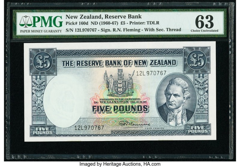 New Zealand Reserve Bank of New Zealand 5 Pounds ND (1960-67) Pick 160d PMG Choi...