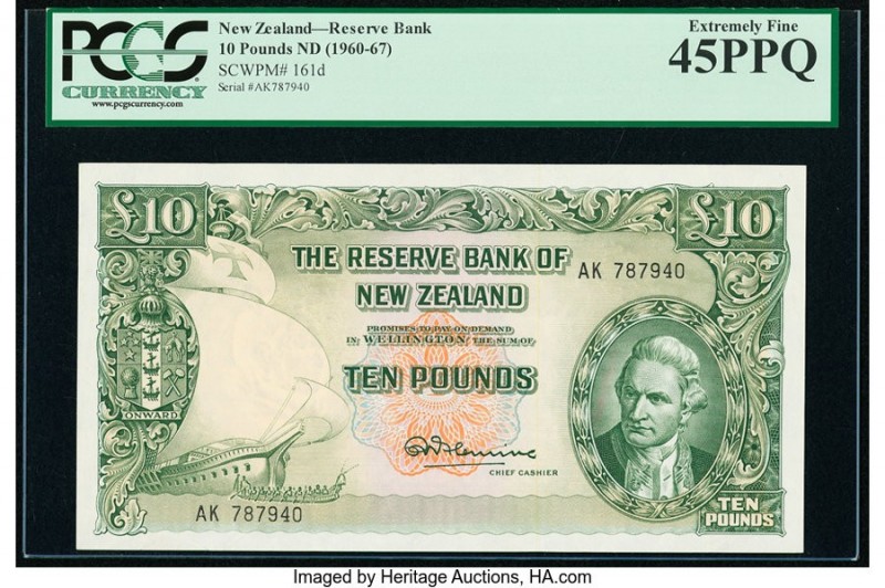 New Zealand Reserve Bank of New Zealand 10 Pounds ND (1960-67) Pick 161d PCGS Ex...