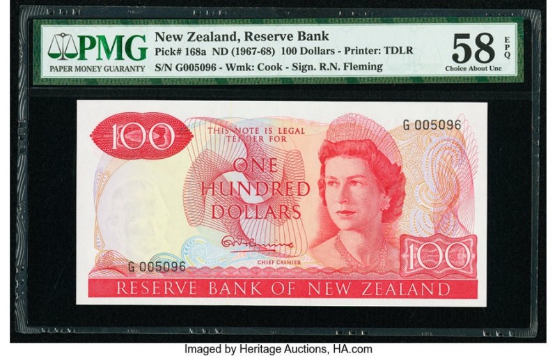 New Zealand Reserve Bank of New Zealand 100 Dollars ND (1967-68) Pick 168a PMG C...