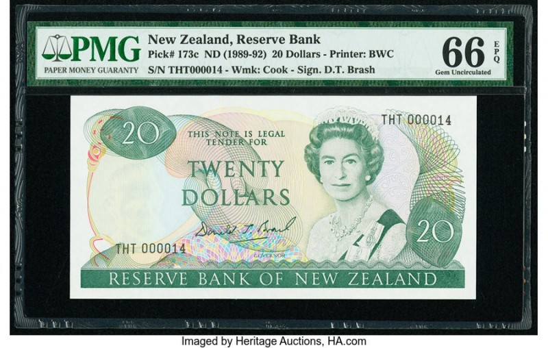 New Zealand Reserve Bank of New Zealand 20 Dollars ND (1989-92) Pick 173c Low Se...