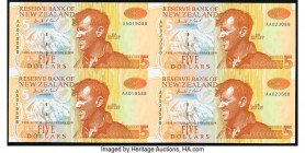 New Zealand Reserve Bank of New Zealand 5 Dollars ND (1992) Pick 177b Uncut Sheet of 4 with Folder Crisp Uncirculated. 

HID09801242017

© 2020 Herita...