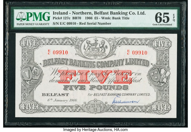 Northern Ireland Belfast Banking Company Limited 5 Pounds 6.1.1966 Pick 127c PMG...