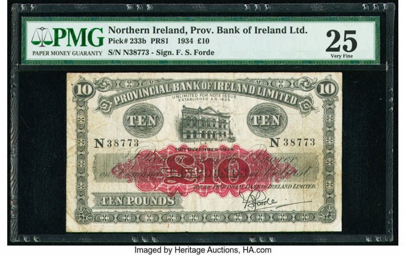 Northern Ireland Provincial Bank of Ireland Limited 10 Pounds 10.12.1934 Pick 23...